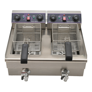 <span class=keywords><strong>Friteuse</strong></span> électrique commerciale à <span class=keywords><strong>double</strong></span> cuve pour comptoir de cuisine de restaurant, 10L, en acier inoxydable - Product Image 3