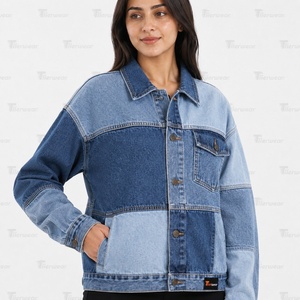 Chaqueta vaquera para mujer al por mayor, chaqueta vaquera personalizada, chaqueta informal oversize de moda, abrigo vaquero corto vintage de algodón, fabricación. - Product Image 2