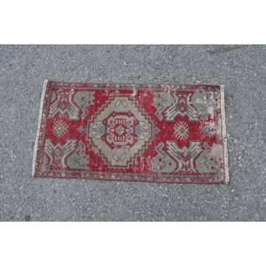 Alfombra Kilim Vintage de 1,4X2,6 pies, diseño de retazos rojo y verde, Material de algas marinas, área grande, pasillo rectangular, látex de 10mm - Product Image 3