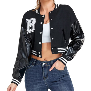 Vestes pour femmes en gros Patch de broderie à col de haute qualité veste de culture personnalisée universitaire vierge veste universitaire authentique - Product Image 4