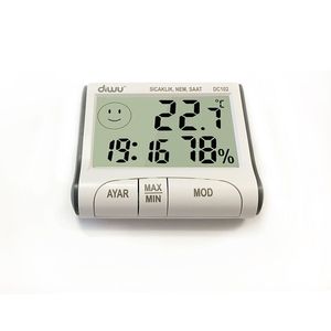 Termómetro Higrómetro Digital para Interiores Diwu DC102 con Pantalla LED LCD y Reloj - Product Image 6