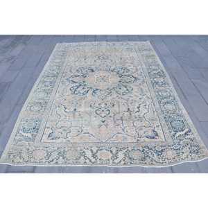 Alfombra Vintage Extra Grande de 8.1x11.1 pies, Alfombra Turca de Lana con Rayas Azules - Product Image 1