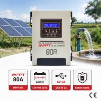 80A MPPT Solar-Laderegler 12V 24V 36V 48V Auto LCD-Display USB 5V 2A für Solarpanel-System CE