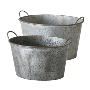 Jarrón de boda de metal contemporáneo Macetas galvanizadas de gran calidad en forma redonda de diseño moderno - Product Image 1