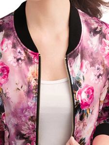 Veste Bomber en Satin de haute qualité pour femmes col montant fermeture éclair avant manches longues imprimé fleuri toute Sublimation étanche conçu - Product Image 3