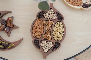 Colonne Plateau En Bois Pour Le Ramadan Parfait Pour Servir Des Fruits Secs Bonbons Dates Et Décor De Table De Fête Fabriqué À La Main De L'Inde - Product Image 5