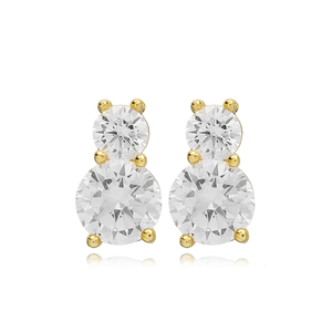 Boucles d'oreilles élégantes en zircon brillant, fabrication artisanale turque, bijoux en argent sterling 925 pour femmes, vente en gros - Product Image 3
