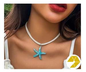 Collar de concha marina con abalorio de playa con diseño de estrella de mar perla collar de concha marina costera a granel para mujer joyería de verano al por mayor - Product Image 6