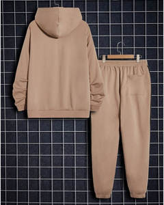 Sudadera con capucha y pantalones de chándal para hombre, con cordón sólido, con bolsillo de canguro y hombro caído, conjuntos de chándal - Product Image 2