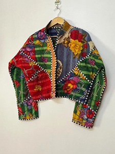 Veste multicolore Veste brodée Kantha Robe Unisex Kantha Colorful Jacket for Women Kantha Quilt coat Women's - Product Image 3