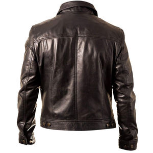 Veste en cuir véritable pour homme, personnalisable, style motard décontracté, lavée, écologique, imperméable, épaisse, pour l'automne - Product Image 6