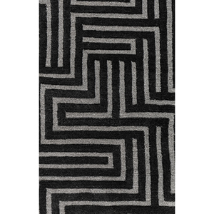 Aprezo <b>Boho</b> Style Hand Knotted Acrylic <b>Rug</b> Aiar-3015 Grey Black Geometric Abstract Pattern for Home Living Rectangle Hallway - Product Image 3