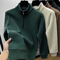 Sweat-shirt à col rond pour homme en velours côtelé tricoté, respirant, chaud pour l'automne, avec fermeture éclair, broderie personnalisée du logo OEM