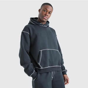 Vente en gros d'usine OEM – Nouveaux sweats à capuche unisexes streetwear 400 g/m² pour homme, chauds et confortables pour l'automne, avec logo personnalisé sur le devant - Product Image 6
