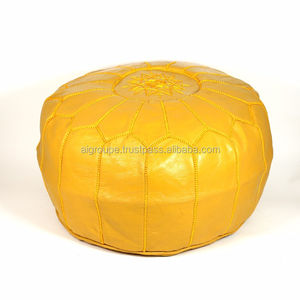 Pouf marocain en cuir fait à la main pouf créatif meubles tricoté à la main pouf pour chambre salon cuir artificiel en gros - Product Image 2