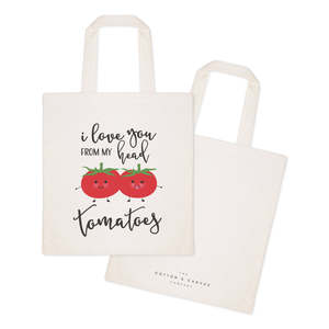 กระเป๋าผ้าแคนวาสลาย "Open-Closed I Love You From My Head Tomatoes" - Product Image 2