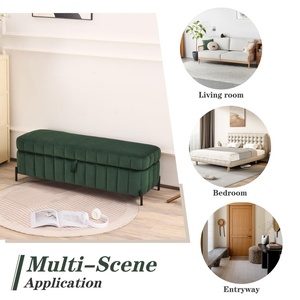 Banco de Armazenamento Durável em Veludo para Quarto e Sala de Estar, Otomano Moderno para Entrada com Design Estofado - Product Image 6