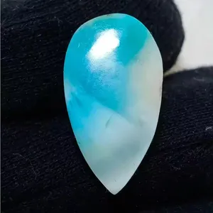 Good Looking New Arrival Pear Shaped Natural Larimar Cabochon Loose Gemstone For Making Jewelry 23X12X6 mm 18 Ct Larimar Stone