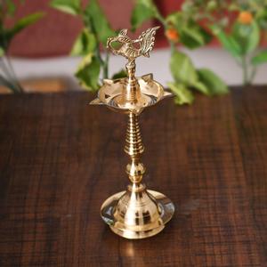 Fabricant de gros Temples traditionnels Puja laiton gaufré paon Mahabharat Diya lampe sur pied - Product Image 4