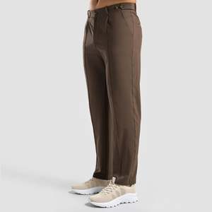 Pantalones Casuales Marrones GAI, Cintura Elástica, Tela Oxford Transpirable, Talla XL, Opciones de Cintura Alta y Media, Diseño Formal, Pierna Ancha, para Otoño - Product Image 1