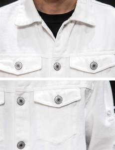 Chaqueta vaquera desgastada para hombre, chaqueta informal de camionero con botones y agujeros rasgados, abrigo vaquero, chaqueta vaquera con diseño de agujeros rasgados - Product Image 4