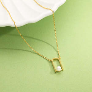 Collar de Perlas Minimalista, Joyería Moderna de Oro - Product Image 6