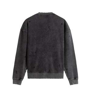 Sudadera de lana de cuello redondo de lujo para hombre, sudaderas gruesas de algodón Vintage con lavado ácido personalizadas - Product Image 5