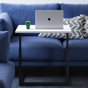 Table Rectangular Standing <b>Desk</b> Table <b>White</b> Top Black Frame for Living - Product Image 2