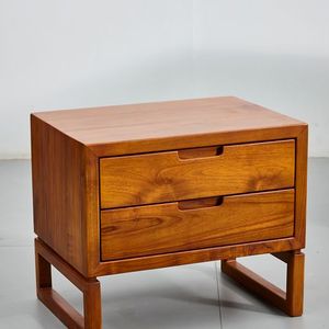 Mesita de Noche Nórdica Moderna Contemporánea de Madera de Teca con 2 Cajones, Práctica y Almacenable, Mueble Decorativo para Dormitorio - Product Image 4