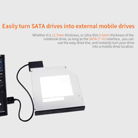 7+6 SATA CABLE USB 2.0 Converter External Optical Drive Adapter for Laptop CD-ROM DVD With LED