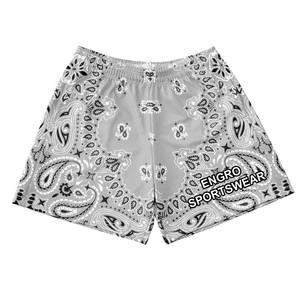 Short Bandana en maille pour homme Short de basket-ball blanc/noir Short de printemps à cordon de serrage Méthode de tissage tricoté directement Fabricant - Product Image 1