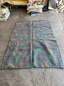 Tapis en laine fait main, couleur unie, rectangulaire, style bohème, à poils ras, pour la décoration du salon - Product Image 2