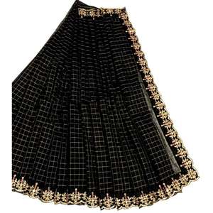 Surat-Camisa de algodón de Color negro con perlas bordadas para mujer, blusa de trabajo de Color negro, diseño indio, novedad - Product Image 6