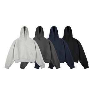 Sweat à capuche en molleton pour homme Y2K en gros, logo personnalisé, épaules tombantes, sweat à capuche lourd avec cordon de serrage et col à capuche - Product Image 1