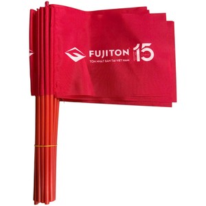 Bandera de Mano de Poliéster con Diseño de Círculo Rojo, Palo de Plástico, Portátil para Actividades Promocionales - Product Image 4
