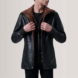 Abrigo de Cuero Negro para Hombre Connor - Product Image 1