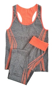 Trade Assurance, conjunto cómodo y sin costuras de 2 piezas, chándal para mujer, conjuntos para mujer, camisetas sin mangas para gimnasio, pantalones cortos, dos trajes deportivos - Product Image 2