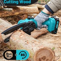 Mini Motosierra Inalámbrica de 20V con 2 Baterías, Motosierra Eléctrica Portátil de 6 Pulgadas para Podar el Jardín
