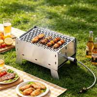 Barbecue portable pliable pour le camping en plein air, barbecue au gaz en acier inoxydable pour la famille, 1 à 3 personnes