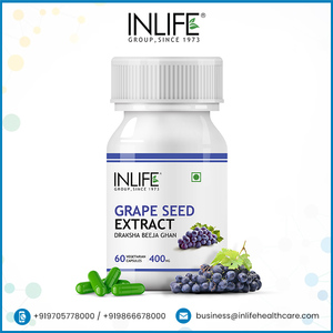 100% Natural Ayurvedic <strong>Grape</strong> <strong>Seed</strong> <strong>Extract</strong> 400mg 60 Veg. <strong>Capsules</strong> for Adults Effective Antioxidant for Teenagers Pregnant Women - Product Image 2