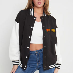 OEM/ODM Veste universitaire de baseball de haute qualité pour femmes Logo de broderie en chenille personnalisé Laine chaude et lourde Peau de mouton Letterman - Product Image 4