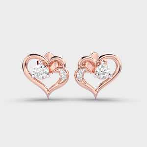 Factory Custom 18K <b>Rose</b> / Yellow / White <b>Gold</b> <b>Heart</b> Shape Diamond Stud <b>Earrings</b> Women Fine Jewelry Manufacturer - Product Image 6