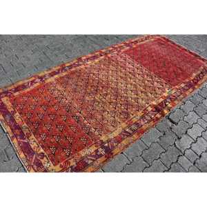 4.1x9 ft Vintage Turkish Rug, Area Rug, <b>Red</b> <b>Wool</b> Rug - Product Image 3