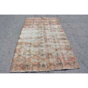 Alfombra turca Vintage de 4,6x7,6 pies, naranja, Beige, área grande, retazos de lana, diseño rectangular abstracto para pasillo, Alfombra de habitación de látex - Product Image 1