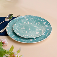 Service d'assiettes de luxe moderne en porcelaine Darla écologique bleu ciel – Design haut de gamme, résistant au lave-vaisselle, commande en gros