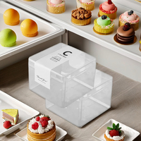 Boîte à desserts en plastique PS carrée transparente matériaux recyclés écologiques jetables pour gâteaux collations sucre nourriture pour bébé