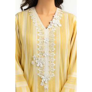 ชุดเซ็ตเสื้อผ้าลำลองสีเหลืองประดับเลโนคาร่าสำหรับผู้หญิงสำหรับฤดูร้อน - Product Image 6