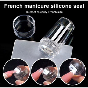 เครื่องปั๊มลายเล็บเจลลี่คุณภาพสูง แบบสองหัว ทำจากพลาสติกและอะคริลิก สำหรับทำเล็บแบบฝรั่งเศส อุปกรณ์เสริมความงาม - Product Image 1