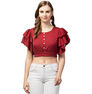 Camiseta corta de algodón transpirable para mujer, verano 2025, cuello redondo, manga corta, decoración informal con cuentas para mujer - Product Image 4