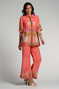 Nuevos conjuntos de calidad superior 2025, conjunto de ropa de verano para mujer, Top bordado calado, pantalón, cintura, traje de lino y algodón - Product Image 5